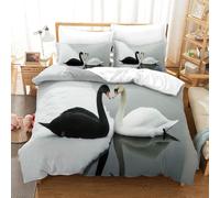 DAFUfbw Swans Quilt Cover Printed Duvet Cover Set Soft Microfiber Birds Bedding Set for Adults Teenager Kids Comforter Cover with Zipper Closure for Home Decoration Double（200x200cm）