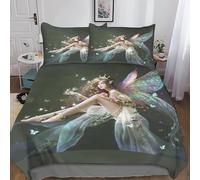 DAFUfbw The Girl with Wings Bedding Set With Hidden Zipper, King(220x240cm) Angel Duvet Cover Set with Pillowcases, Angel Pattern Quilt Cover Set Soft Microfiber
