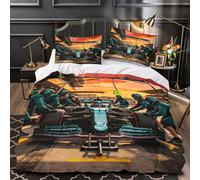 DAFUfbw Washable Formulaa Racing Bedding Set With Hidden Zipper, Super King（260x220cm） Formulaa Racing Duvet Cover with Pillowcases, Soft Microfiber Pit Stop Quilt Cover