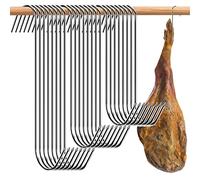 dafuhao 30 Pcs S-Shaped Meat Hooks, 13/15/18cm Butcher Hooks, Heavy Duty Processing Stainless Steel Smoking Hooks for Kitchen Hanging Bacon Hams Roast Duck Meat Cooking BBQ Grill