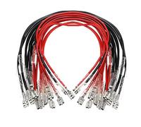 DaFuRui 30Pcs 6.3mm Double Head Crimp Terminal with Insulating Sleeve with Wire Red + Black Female Spade Quick Splice Assortment Kit 11.82"（15 RED+15 Black） (4.8mm Double 30cm)