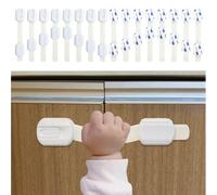 DAFUWENG Child Safety Cupboard Locks【16 Pack】, Adjustable Cupboard Locks for Children Baby for Drawer, Cabinets, Fridge, Trash, Adjustable Length, Easy Install, Strong Adhesive, Soft and Safe (White)