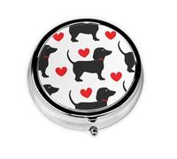 Dag Heart Small Pill Box 3 Compartment Portable Pill Box for Purse Pocket Dachshund Mini Medicine Organiser for Daily Vitamin Fish Oil Storage