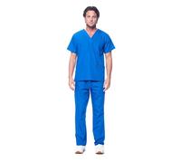 Dagacci Medical Uniform Men's Scrub Set, Royal, S