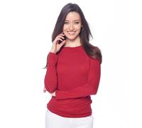 Dagacci Medical Uniform Scrubs Top for Women Long Sleeve Comfort Performance Crewneck Underscrub Tee Shirt, Red, M