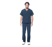 Dagacci Scrubs for Men Set - V-Neck Scrub Top and Cargo Pants - 8 Pockets Men Scrubs Set, Hunter Green, Medium