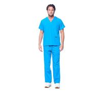 Dagacci Scrubs for Men Set - V-Neck Scrub Top and Cargo Pants - 8 Pockets Men Scrubs Set, Turquoise, XL