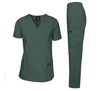 Dagacci Scrubs Medical Uniform Women and Man Scrubs Set Medical Scrubs Top and Pants, Hunter Green, XXL