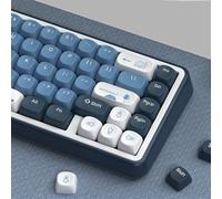 Dagaladoo Apollo PBT Keycaps, Blue/Black/White, Dye Sublimation Custom Keycap, ISA Profile for 60% 65% 75% 100% TKL US Layout Mechanical Keyboard (140 keys)