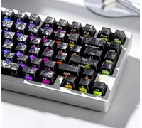 dagaladoo Black Clear keycaps,Translucent keycaps,Shine Throug Key caps | Forged Carbon Fiber keyboard keycaps,Side Print,Cherry Profile custom Keycaps for Mx Switches Mechanical Keyboard