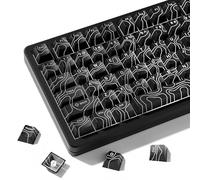 dagaladoo Double Shot PBT keycaps 118 Keys Set Black Topographic Shine Through Custom keycaps Cherry Profile Custom Keyboard Key caps for 60/65/75/TKL/96/100% US Layout Mechanical Keyboard