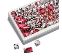 dagaladoo Double Shot PBT keycaps Shine Through keycaps 130 Keys Side Printed Custom Key caps Keyboard Cherry Profile dye-sub Key caps for MX Switches Mechanical Keyboard(Pink Dragon)