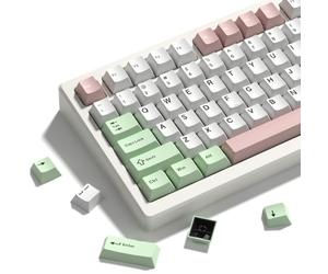 dagaladoo - PBT double injection key set, keyboard keys | Pastel key caps,Custom keycaps for 60% 65% 75% 100% MX switch Mechanical Keyboard（White/Green/Pink)