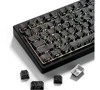 dagaladoo PBT Key caps,Black Topographic keycaps 60 75 100 Percent,Lines Backlit,Shine Through keycap Set,Side Print,Cherry Profile Keyboard caps for100%, 75%, 65%, 60% Keyboard(only keycaps)