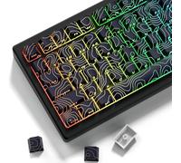 dagaladoo PBT Key caps,Black Topographic keycaps 60 75 100 Percent,Lines Backlit,Shine Through keycap Set,Side Print,Cherry Profile Keyboard caps for100%, 75%, 65%, 60% Keyboard(only keycaps)