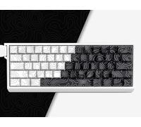 Dagaladoo PBT Key Caps, White/Black Topographic, 60/75% Shine Through, Cherry Profile, 132 Key, Mechanical Keyboard Keycaps