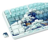 Dagaladoo PBT Keycap Set, Shine Through, Cherry Profile, Gradient Blue, Side Printed, Kanagawa, 131 Keys, QWERTY, RGB Backlit, Mechanical Gaming Keyboards (Only Keycaps)