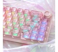 dagaladoo Pink Clear keycaps,Translucent keycaps,Shine Throug Key caps | Forged Carbon Fiber keyboard keycaps,Side Print,Cherry Profile custom Keycaps for Mx Switches Mechanical Keyboard