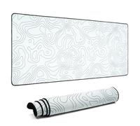 dagaladoo Topographic map XXL White Mousepad Rubber mat Desk pad Gaming Extended Stitched Non-Slip Base Waterproof Laptop PC Computer Keyboard mat for School/Office/Home(Size:35.4x15.7in)