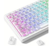 dagaladoo White Clear keycaps,Transparent keycaps 60 75 100 Percent,Ceramic Jelly Key caps Set,Shine Through Key caps,MDA Profile Keyboard Key Cap for Mx Switches Mechanical Keyboard