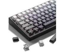 dagaladoo White/Grey Topographic keycap Sets Line Backlit Gradient keycaps Shine Through Keyboard Keys Side Printed Key caps Cherry Profile for 61/64/66/68/71/75/84/87 Mechanical Keyboards