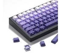 dagaladoo White/Purple Keyboard keycaps,Double Shot PBT keycaps Topographic