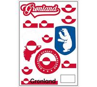 Daged Greenland Sticker Card Pack of 8 Sticker Sheet Decorative Stickers - Car, Motorcycle, Biker Flag AK