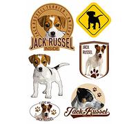 Daged Jack Russell Dog Lover Sticker Set Card 6 Pieces - Car, Motorcycle, Biker, Removable Vinyl - HU