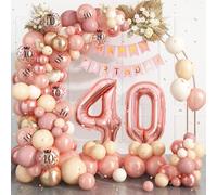 Dagelar 40th Birthday Decorations for Women,Rose Gold Balloon Arch Garland Kit With Happy Number 40 Foil Balloons,Happy Banner Women Party Decoration,Rose Gold-40