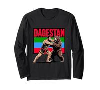 Dagestani Fighter, Fighting a Bear with The Flag of Dagestan Long Sleeve T-Shirt
