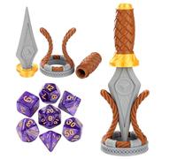 Dagger Dice Storage Case with 7pcs Polyhedral Dice, Fantasy D&D Gift for Gamer, Birthday for DND Fans, Braided Design RPG Box, Tabletop Gaming Accessories, Game Nights Decor