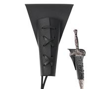 Dagger Holder Sword Belt with Lacing, Medieval-Style Sword Frog, Adjustable Leather Sword Holster for Costume Cosplay, Belt Sheath Accessory and Renaissance Accessories (Black)