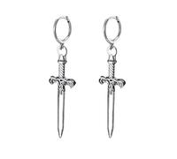Dagger Sword Dangle Drop Hoop Earrings for Women Men Unisex Gothic Retro Punk Knife Piercing Hoops Cartilage Huggie Vintage Personalzied Engraved Swords Earring Jewelry