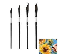 Dagger Tip Artist Paint Brushes Set - 4 Pcs Professional Dual-Ended Brush Kit (Fine Detail & Broad Stroke) - Watercolour Gouache Acrylic Ink Painting Tools for Beginners, Artists, Students