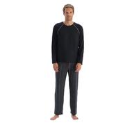 Dagi Men's Raglan Sleeve Detailed Pajama Set, Navy, XXL