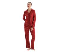 Dagi Women's Polka Dot Thermal Shirt Trousers Pajama Set, red, M