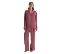 Dagi Women's Regular Waist Lace Detailed Woven Trousers Pyjama Bottom, Dusty Rose, 14