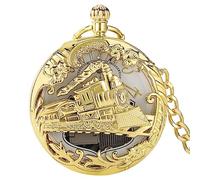 DAGIJIRD Quartz Pocket Watch Music Box, Musical Movement, Steam Train Quartz Fob Watch for Men Women with Chain