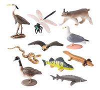 DAGLLGEW 10PCS/Set Animal Figures Realistic North American Lake Plastic Animal Figurines Educational for Kids Boys Girls Small Plastic Animals Animals Figures