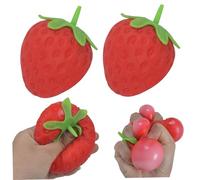 DAGLLGEW 2 Pack Strawberry Stress Ball, Realistic Fruit Squish Toys for Sensory Play and Stress Relief, Soft Squeeze Fidget Toys for Adults and Kids Squish Fruit Balls