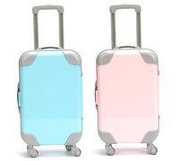 DAGLLGEW 2 PCS Mini Doll Luggage Set for 16 & 18 Inch Dolls, ABS Plastic Suitcase Toy with Handle, Travel Case for America Girl Doll Accessories Mini Suitcase Dollhouse Miniatures