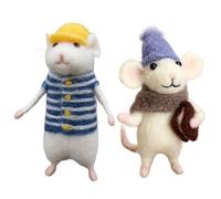 DAGLLGEW 2PCS Needle Felting Kit Cute Mice Needle Felting Starter Kit with Strap and Tools Creative Mouse Doll Craft Sets for Adults and Beginners Felt Animal Kits for Beginners Adult