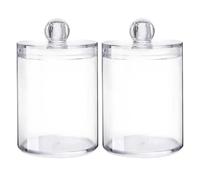 DAGLLGEW 2Pcs Qtip Dispenser Acrylic Clear Cotton Swab Holder with Dustproof Lid Q Tip Holder for Bathroom Accessories Home Organizer Qtip Container Dispenser Q Tip for Bathroom