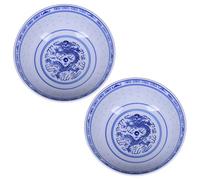 DAGLLGEW 2Pcs Ramen Noodle Bowl Blue and White Porcelain Chinese Soup Bowls 800ml Large Ceramic Rice Bowl for Dessert Soup Cereal Rice and More