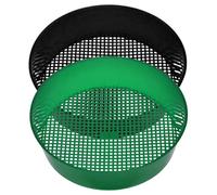 DAGLLGEW 2Pcs Soil Sifter, Round Garden Compost Sifter, Practical Pan for Sieve Work of Small Gravel, Soil, Sand, Black & Green for Gardening Compost Dirt Rock