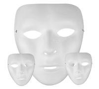 DAGLLGEW 3 Pcs Halloween Mask Full Face Two Sizes White Mask for Men Women DIY Blank Masquerade Plain for Novel Costume, Cosplay Artistic Projects, Theater, 7.1x5.9 In DIY Blank