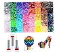 DAGLLGEW 32000Pcs Resin Rhinestones Bedazzling Kit with 3Pcs 10ml Glue, 0.3cm Colorful Rhinestones Bedazzler Kit for Craft Clothes Mugs Shoes Fabric Nail Art 40 Colors Bedazzled Gems Bedazzler