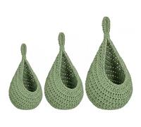 DAGLLGEW 3PCS Hanging Produce Basket, Handwoven Cotton Rope Fruit Hammock for Kitchen Wall with Loop, Multi-Size Storage Baskets for Fruits, Eggs, Toys, Home Decor Fruit Hammock
