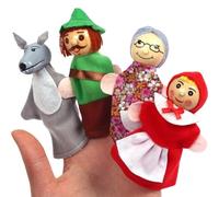 DAGLLGEW 4Pcs/Set Hand Puppets for Kids, Little Red Riding Hood Hand Puppets Toy Interactive Role Playing Cartoon Puppet Theater for Kids Toddler Gifts Storytelling Puppet Show Theater for