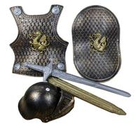 DAGLLGEW 4Pcs/Set Knight Costume Kids Plastic Knight Armor with Helmet Sword and Shield for Kids for VBS Themed Parties Dress up Role PlayingKnight CostumeKnight Armor CostumeMedieval